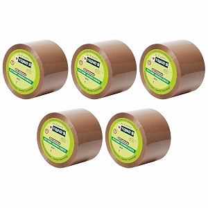yajnas 72mm x 35 meters 3 inch pack of 5 brown bopp self-adhesive high-strength packing tape rolls  e-commerce packaging for home office amp box