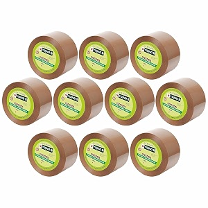yajnas 72mm x 50 meters 3 inch pack of 10 brown bopp self-adhesive high-strength packing tape rolls  e-commerce packaging for home office amp box