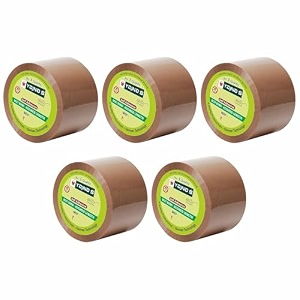 yajnas 72mm x 50 meters 3 inch pack of 5 brown bopp self-adhesive high-strength packing tape rolls  e-commerce packaging for home office amp box