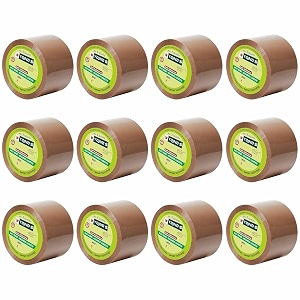 yajnas 72mm x 50 meters 3 inch pack of 48 brown bopp self-adhesive high-strength packing tape rolls  e-commerce packaging for home office amp box