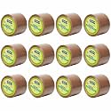YAJNAS 72mm x 50 Meters, 3 inch, Pack of 12, Brown BOPP Self-Adhesive High-Strength Packing Tape Rolls | E-commerce Packaging for Home, Office &amp; Box