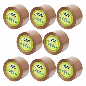 yajnas 72mm x 65 meters 3 inch pack of 8 brown bopp self-adhesive high-strength packing tape rolls  e-commerce packaging for home office amp box