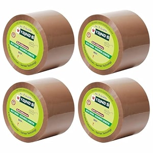 yajnas 72mm x 65 meters 3 inch pack of 4 brown bopp self-adhesive high-strength packing tape rolls  e-commerce packaging for home office amp box