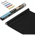 YAJNAS Black Board (45x200cm) Wall Sticker Removable Decal Blackboard Chalkboard with 5 Chalks for Home School Office College Room Kitchen Kids