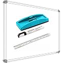 YAJNAS Non-Magnetic 2 feet x 3 feet Double Sided Both Side Writing one Side White Marker and Reverse Side Chalk Board Surface (Pack of 4 Items.))