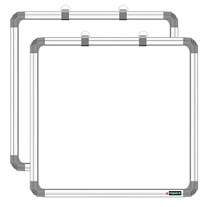 yajnas non magnetic 2x2 feet 60cm x 60cm double sided white board and chalk board both side writing boards one side white marker and reverse side chalk board surface - pack of 2