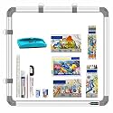 YAJNAS® Non-Magnetic 2x2 Feet Dual Sided White Board &amp; Chalkboard Both Side Writing Boards, one Side White Marker &amp; Reverse Side Chalkboard Surface (2x2 Beginners Art Combo Kit)