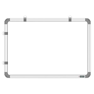 yajnas 2x3 feet double sided white board and chalk board non magnetic whiteboard for home office kids wall hanging board with sliding hanging clips robust aluminium frame smooth melamine surface