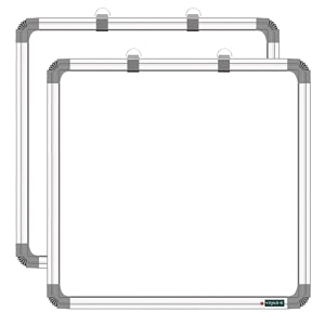 yajnas non magnetic 60cm x 60cm 2x2 feet double sided white board and chalk board both side writing boards one side white marker and reverse side chalk board surface - set of 2