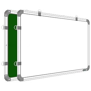 yajnas non magnetic 60cm x 90cm 2x3 feet double sided white board and chalk board both side writing boards one side white marker and reverse side chalk board surface - set of 2