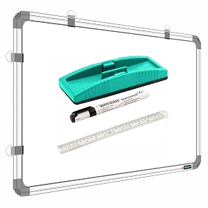 yajnas non-magnetic dual sided white board amp chalkboard one side white marker amp reverse side green chalkboard surface  duster  marker amp 30 cm scale - pack of 4 15x2 feet