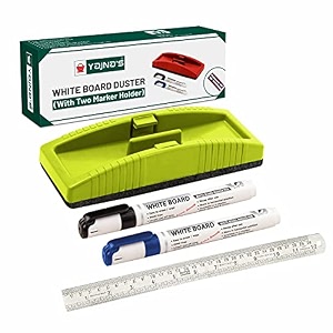 yajnas non magnetic white board duster random color  whiteboard marker amp scale - assorted colours ideal for office school  whiteboard duster 2 marker pen amp 30 cm scaleruler combo pack of 4