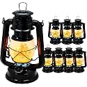 YAKii LED Vintage Flame Lantern Metal Outdoor Hanging Lantern with Dancing Flame Battery Operated Halloween Outdoor Indoor Decoration(Black Pack of 8)
