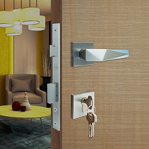 yale mortise door lock and complete handle set with 3 keys main door lock for homebedroomofficehotel finish- satin steel matt 