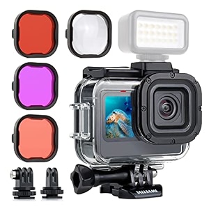waterproof case for gopro hero 13 12 11 10 9 black 196ft underwater dive protective housing case with 4 pack macro scuba snorkeling diving filters for go pro 9 10 11 12 13 accessories
