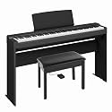 Yamaha P-225BLB Deluxe Digital Piano Bundle, Includes 88-Key Digital Piano with Weighted Keys, Stand, Standard Piano Bench, Music Rest, Sustain Foot Switch, and Built-In Speakers, Black