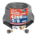 YAMATIC 3/8" Non-Marking Pressure Washer Hose 35 FT, Swivel Quick Connect