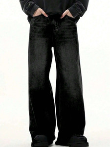 YAMEET Men Baggy Fit Mid Rise Black