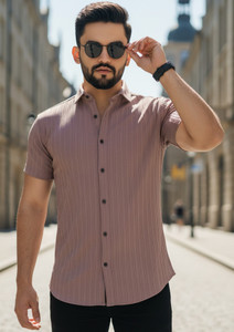 YAMOLISH ENTERPRISE Men Solid Casual Brown Shirt