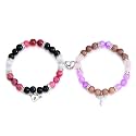 YANCHUN Matching Bracelets for Best Friends and Couples 2PCS Beaded Friendship Bracelet Set with Heart Charm Long Distance Relationship Jewelry Gift for Birthday Christmas