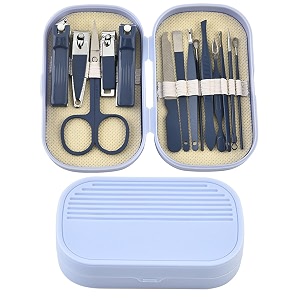 yanci 14 in 1 manicure pedicure kit manicure kit for men women professional mens nail grooming kit manicure tools with travel case for home salon travel gift blue