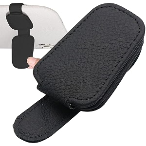 yanci car sunglass holder magnetic glasses eyeglass hanger clip for car universal car sunglasses clip leather holder eyeglasses hanger eyeglasses mount for cars accessories black pack of 1