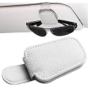 YANCI® Car Sunglass Holder, Magnetic Glasses Eyeglass Hanger Clip for Car, Universal Car Sunglasses Clip Leather Holder Eyeglasses Hanger Eyeglasses Mount for Cars Accessories (Grey, Pack of 1)
