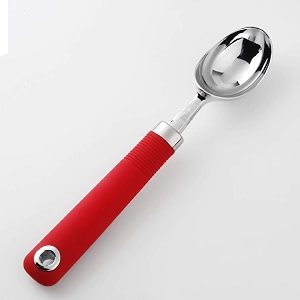 yanci heavy duty stainless steel ice cream scooper with non-slip rubber grip - professional metal ice-cream spade durable ice cream scoop perfect for kitchen bar restaurants big red