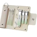 YANCI® Manicure Set 10 in 1 Stainless Steel, Nail Clippers Manicure Pedicure Tools Kit - Portable Travel Grooming Kit for Men & Women with Leather Case (Light Green)