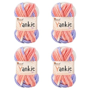 yankie chenille supersoft velvet yarn plushie amp blankie yarn for crochet knitting amigurumi amp diy crafts multi 02 pack of 4