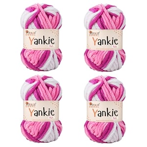 yankie chenille supersoft velvet yarn plushie amp blankie yarn for crochet knitting amigurumi amp diy crafts multi 03 pack of 4