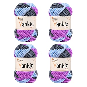 yankie chenille supersoft velvet yarn plushie amp blankie yarn for crochet knitting amigurumi amp diy crafts multi 01 pack of 4