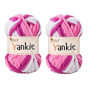 yankie chenille supersoft velvet yarn plushie amp blankie yarn for crochet knitting amigurumi amp diy crafts multi 03 pack of 2