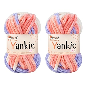 yankie chenille supersoft velvet yarn plushie amp blankie yarn for crochet knitting amigurumi amp diy crafts multi 02 pack of 2