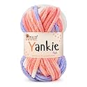 Yankie Chenille Supersoft Velvet Yarn, Plushie &amp; Blankie Yarn for Crochet, Knitting, Amigurumi &amp; DIY Crafts (Multi 02, Pack of 1)