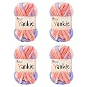 Yankie Chenille Supersoft Velvet Yarn, Plushie &amp; Blankie Yarn for Crochet, Knitting, Amigurumi &amp; DIY Crafts (Multi 02, Pack of 4)
