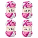 Yankie Chenille Supersoft Velvet Yarn, Plushie &amp; Blankie Yarn for Crochet, Knitting, Amigurumi &amp; DIY Crafts (Multi 03, Pack of 4)