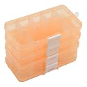 Yansanido 4 Pcs 10 Grids 5 Inch x 2.5 Inch Adjustable Small Removable Plastic Jewelry Organizer Divider Storage Box Jewelry Earring Tool Containers (Orange)