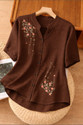 Yanvi Women Embroidered Solid Casual Brown Shirt