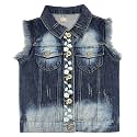 Yao Little Girls Denim Vest Spring Autumn Sequins Owl Vest Coat