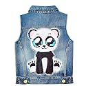 Yao Little Girls Denim Vest Spring Autumn Sequins Owl Vest Coat
