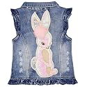 Yao Little Girls Denim Vest Spring Autumn Sequins Owl Vest Coat