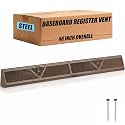 Yaocom 1 Pack Baseboard Register Vent 48 Inch Duct Opening Size Vent Covers for Home Floor Diffuser Wall Corner Baseboard Air Cover, Smooth Air Adjust Lever, Easy Install, Brown