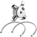 Yaocom 1 Pcs 3/8" Hot and Cold Water Mixing Valve with Braided Faucet Hoses