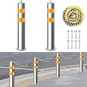 Yaocom 2 Pcs Stainless 31.5''x4.5" Safety Bollard Post with 1 Barrier Chain