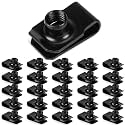 Yaocom 25 Pcs Extruded U Type Nuts Bumper Fender U Style Clip on Nut Extruded U Style Spring Nuts Black Fasteners for Automotive Metal Fender Grill Retainer Clips(M8)