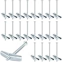 Yaocom 50 Pcs 3/16" X 3" Toggle Bolts and Wing Nut Wall Anchor for Drywall