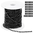 Yaocom 50ft, 3mm Black Ball Beaded Chain with 50 Connectors