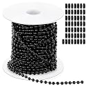 Yaocom 50ft, 4.5mm Black Ball Beaded Chain with 50 Connectors