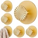 Yaocom 6 Pcs Gold Coat Hooks Vintage Towel Hook for Bathrooms Adhesive Vintage Robe Hooks for Hanging Kitchen Decorative Heavy Duty Zinc Alloy